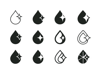 Harmonious Dew Logos. Dew. Icon set. Set Logo of dew: morning de