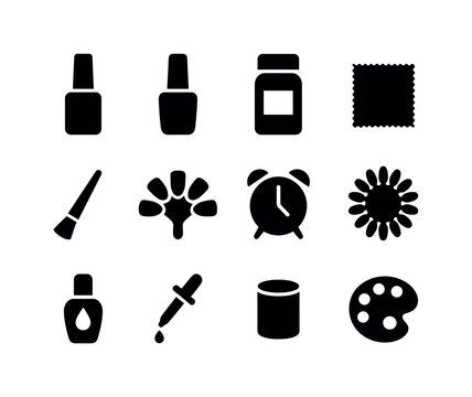 Nail Care Icons. Nail finishing. Solid icon set of Nail finishin