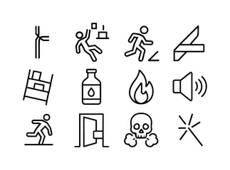 Workplace Hazard Icons. Workplace Hazards. Line icon set of Work
