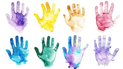 Video A collection of colorful handprints on a surface, suitable for use in educational or creative projects