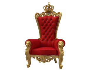 Regal red velvet throne chair