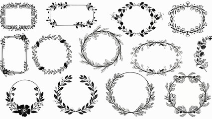 Collection of Decorative Floral Wreath and Frame Designs.