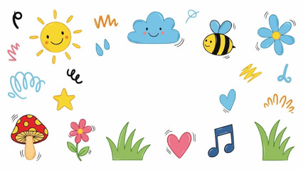Cute Cartoon Elements for Childrens Designs.