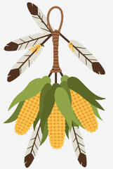 Autumn Harvest Swag Featuring Golden Corn and Authentic Feather Ornaments