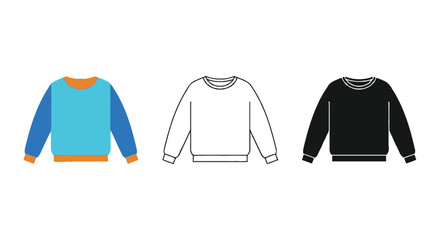 Three colorful sweatshirts presented in varying styles including a striking dark silhouette © Bsicon02