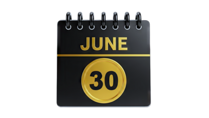 June 30th Calendar Reminder on White Background
