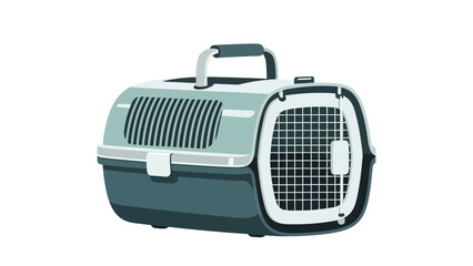 Pixelated illustration of a portable twotoned pet carrier against a white background