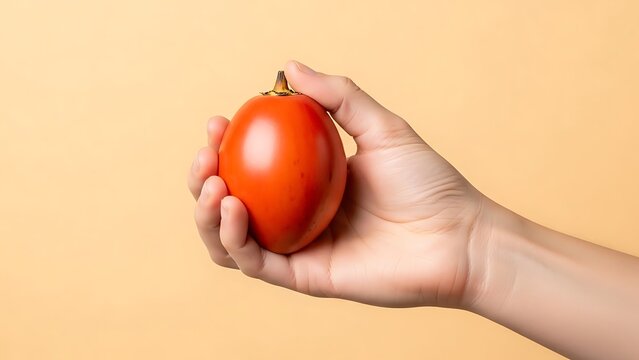hand holding tamarillo
