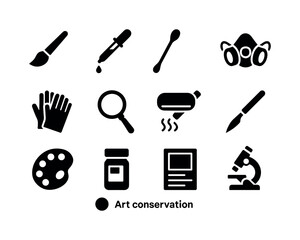 Art Conservation Icons. Art Conservation. Solid icon set of Art