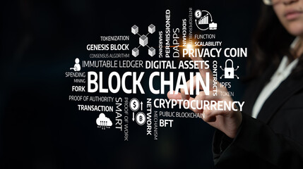 Explore the intricate elements of blockchain technology, featuring digital assets, smart contracts, and security aspects in a professional environment. Tessel