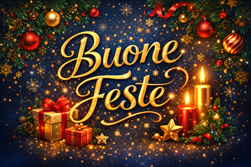 Buone Feste Elegant Italian Holiday Greeting with Festive Decorations