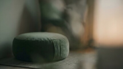 Serene Green Velvet Zafu Meditation Cushion