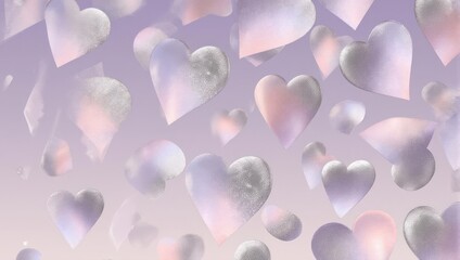 Romantic Pastel Hearts Floating Gently on a Soft Gradient Background.