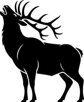 large bull elk bugling silhouette vector illustration