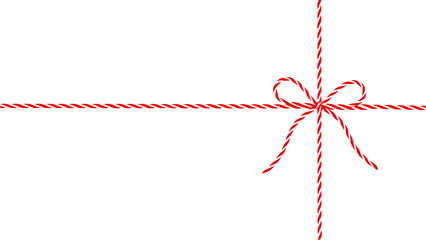 RED ROPE BOW ISOLATED ON WHITE FOR CHRISTMAS OR VALENTINE'S DAY CARD