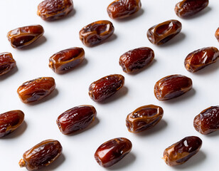 Fresh Dates Arranged on White Background