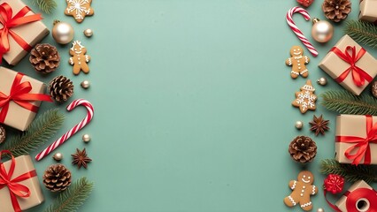 Festive christmas composition showcasing crafted gifts and artisanal ginger cookies elegantly