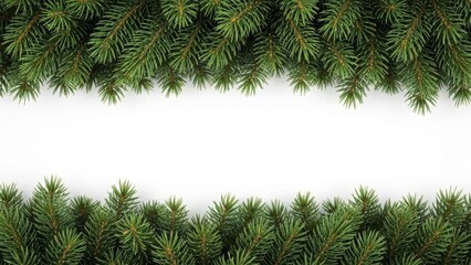 Festive evergreen branches frame a clean white canvas ready for personalized holiday messages