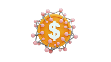 Dollar Coin Surrounded by Network - Financial Concept