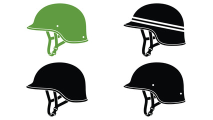 Four helmets are displayed against a white background, showing different designs.