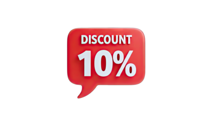 Discount 10% Speech Bubble on White Background