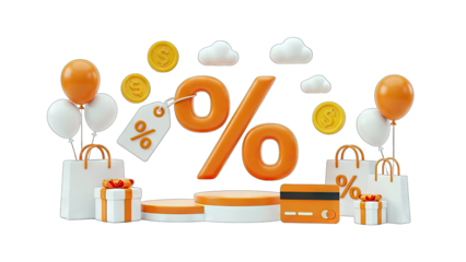 Discount Percentage with Shopping Elements