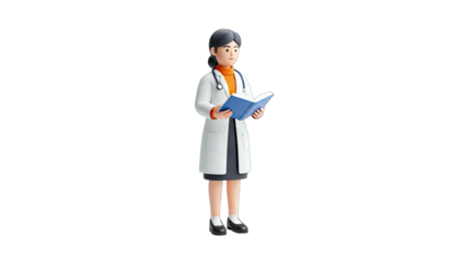 Doctor Reading Book - Medical Concept on White Background