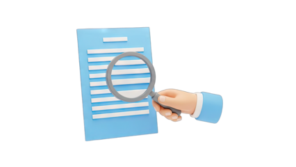 Document Analysis: Hand Holding Magnifying Glass