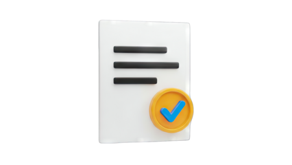 Document Approved: Checkmark Icon on White Background
