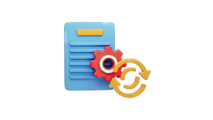 Document Processing with Gear and Arrows Icon