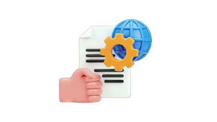Document Processing with Global Settings - 3D Illustration