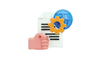 Document Processing with Global Settings - 3D Illustration