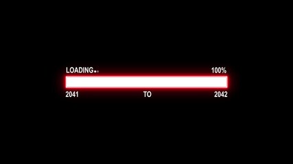 Loading Bar Showing Progress From Year 2041 To 2042 With 100 Percent Complete progress bar progress indicator. 4K motion animation on a transparent background alpha channel.