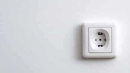 White outlet on a white wall. Electricity powers homes, offices, and appliances.  It's essential for modern living, providing light, heat, and connectivity.