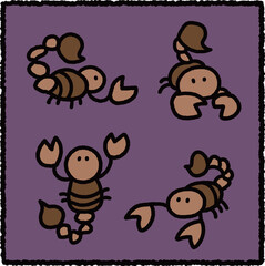 Hand-Drawn Scorpion Illustration Set, Desert Arachnid Educational Cartoon