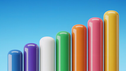 Obraz premium Colorful 3D Bar Chart Showing Business Growth Progress