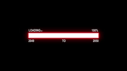 Loading Bar Showing Progress From Year 2049 To 2050 With 100 Percent Complete progress bar progress indicator. 4K motion animation on a transparent background alpha channel.