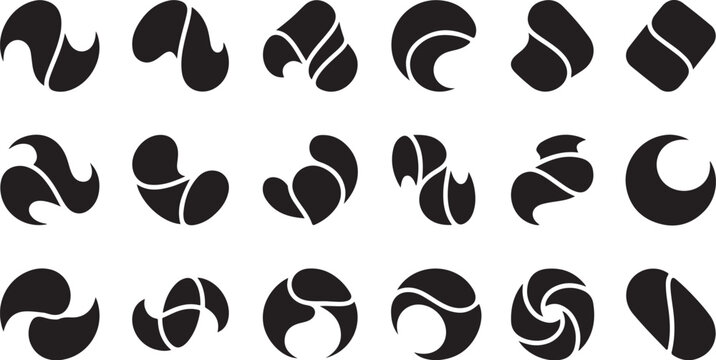 Abstract black shape logo icons set