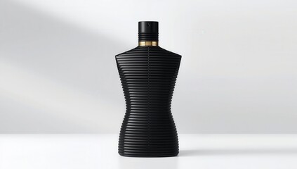 Black male torso shaped perfume bottle on light background