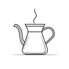 Elegant Coffee Pour: Minimalist Line Art Coffee Pot Clean Simple | Clean, isolated vector art for creative projects.