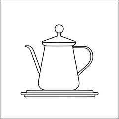 Obraz premium Elegant Espresso: Simple Line Art Coffee Pot Cup Minimalist White Background | Clean, isolated vector art for creative projects.