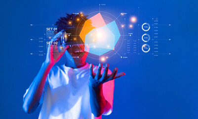 Fototapeta premium Explore the future of data visualization in business. This image showcases innovative analytics techniques for financial planning and strategic marketing insights. XDMCP