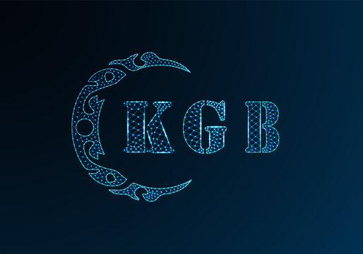 Low poly letter logo KGB design. KGB letter logo low poly vector design on blue color gradient background. KGB logo low poly design