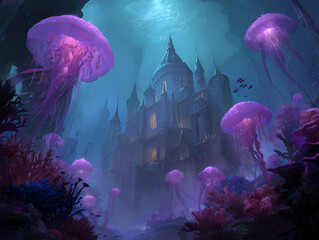 Underwater City with Jellyfish
