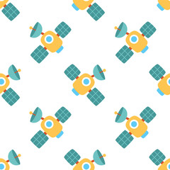 cartoon satellite seamless pattern