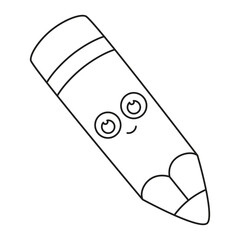 cute outline pencil character