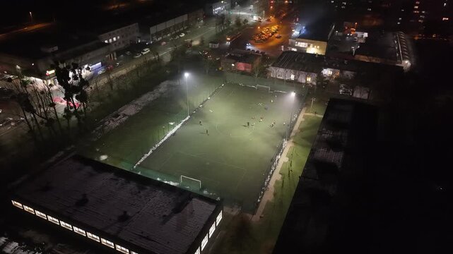 football pitch drone shot