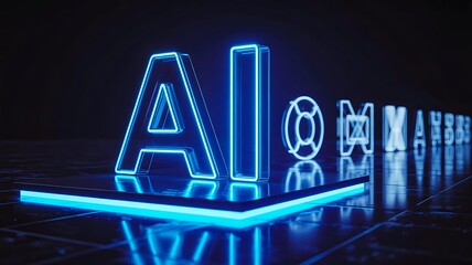 Artificial intelligence technology concept with glowing ai text
