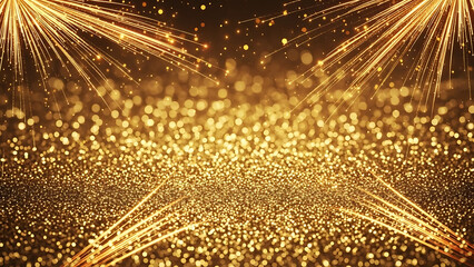 Golden bokeh background with sparkling light effects and glowing particles, perfect for celebrations and special events