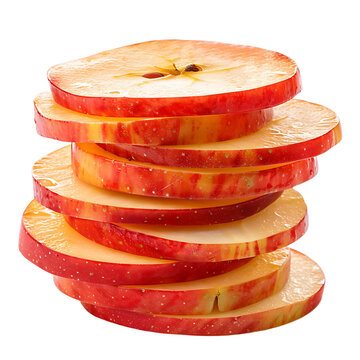 Fresh Apple Slices Thin Stack Isolated On Transparent Background